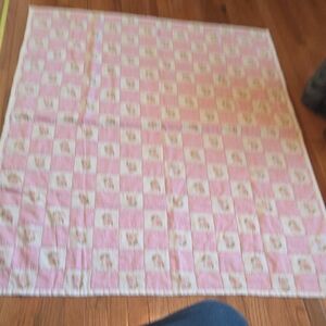 Pink and White Hand Quilted Blanket